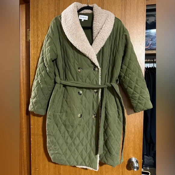 Heartloom coat, XS Olive and cream. - Picture 3 of 13